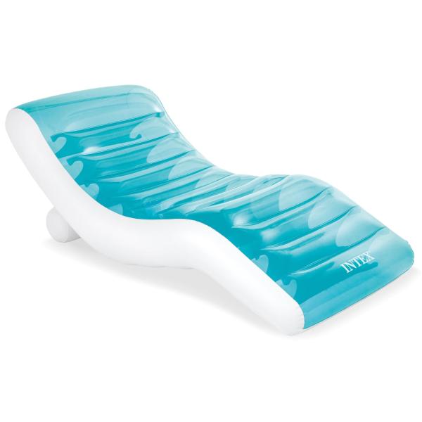 Intex 56874 Splash Lounge Colchoneta Hinchable, Flotador para Piscina, Capacidad 1 Persona, Peso Máximo Soportado 100 kg, Medidas 99x191 cm, con Porta Bebidas, Splash Azul-image