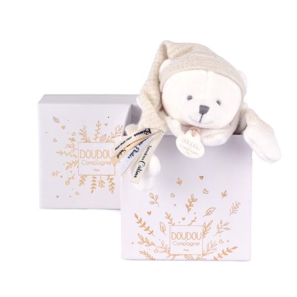 Doudou Geschenkset PlüSch-Schmusetuch BäR Mit MüTze Beige 25 Cm-image