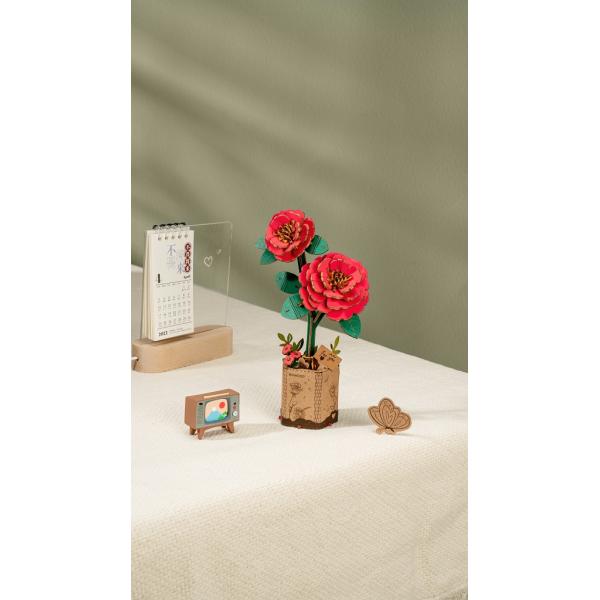 RoboTime 3D dřevěná skládačka Červená kamélie (obrázek 3)