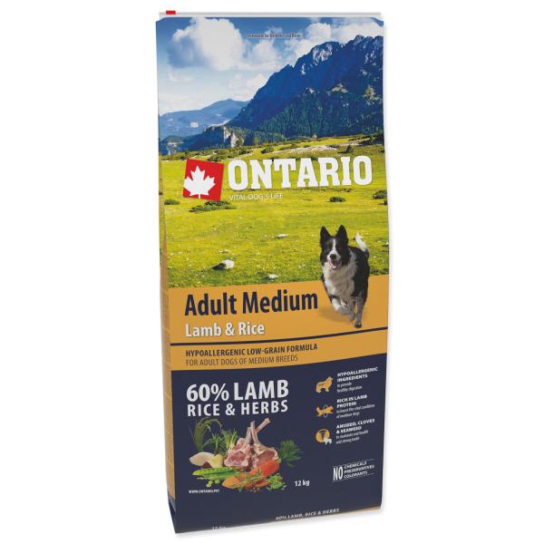 Krmivo Ontario Adult Medium Lamb & Rice 12kg