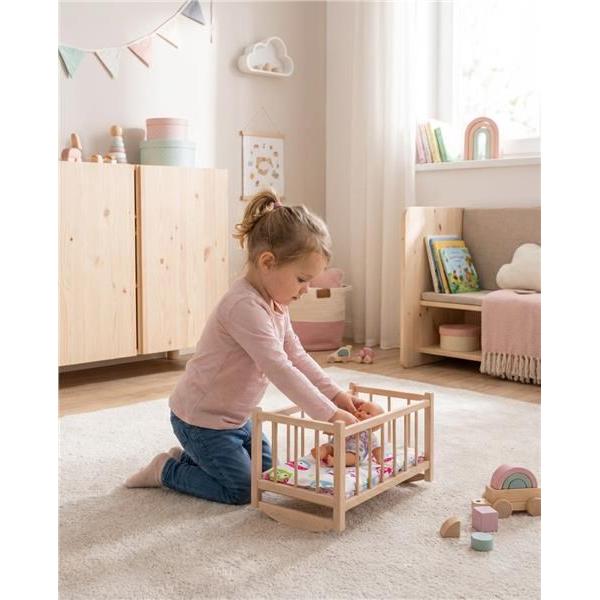 Dřevěná postýlka-kolébka pro panenky s povlečením Baby Mix (obrázek 4)