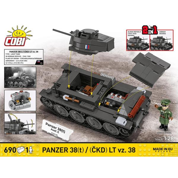 Cobi 2666 World War II Panzer 38(t)/ČKD LT vz. 38, 2v1, 1:28, 705 k, 1 f (obrázek 5)