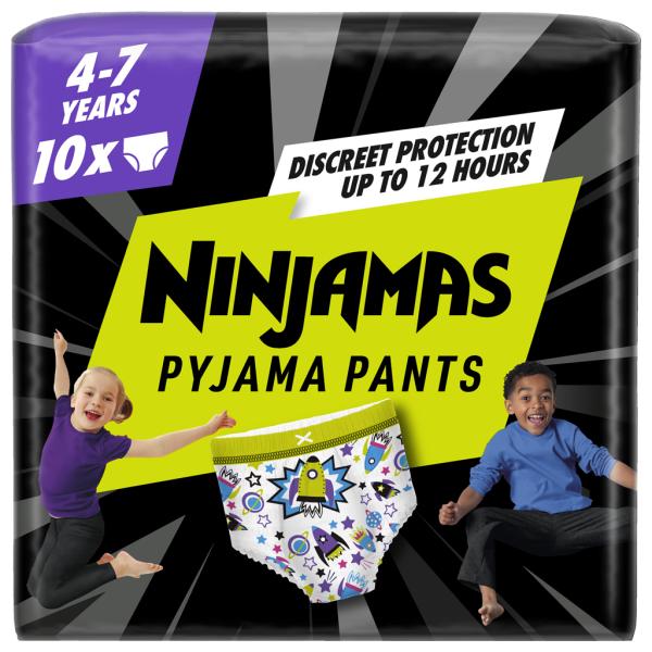 PAMPERS Nohavičky plienkové Ninjamas Pyjama Pants Kozmické lode, 10 ks, 7 rokov, 17kg-30kg