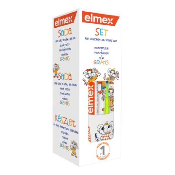Elmex Dětská sada – zubní pasta 50ml + kartáček + kelímek