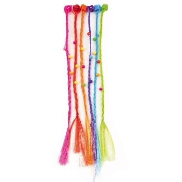 Sponky/Škripce do vlasov 6ks plast s farebnými vrkôčikmi 30cm 2druhy