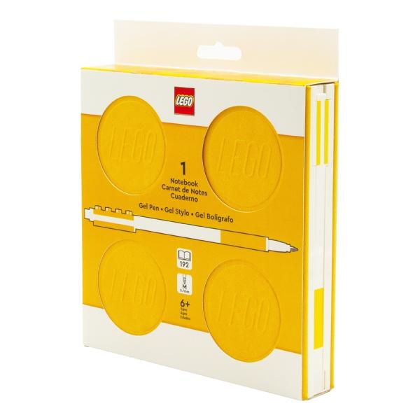LEGO zápisník s gélovým perom ako klipom a náhradnou náplňou – žltý