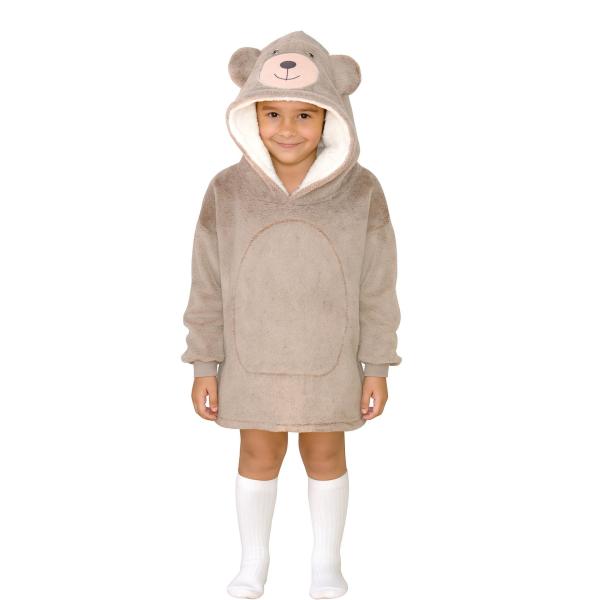 Cozy Noxxiez CH308 Medvěd - hřejivá televizní mikinová deka s kapucí pro děti 3 - 6 let