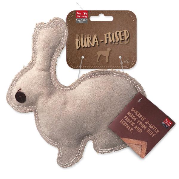 Hračka Dog Fantasy Dura-fused králík malý pískací, kůže a juta 20cm (obrázek 3)