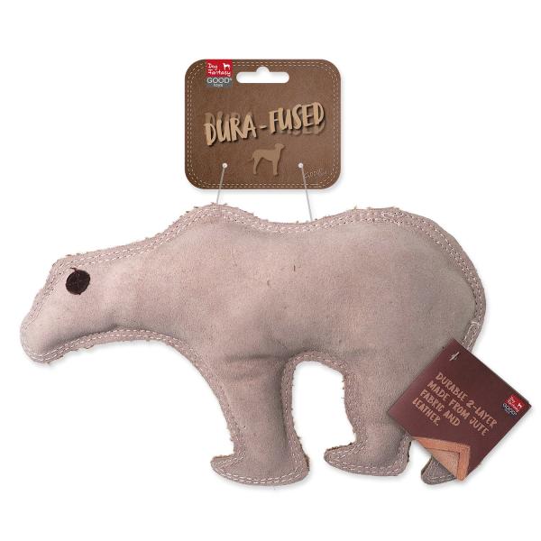 Hračka Dog Fantasy Dura-fused medvěd pískací, kůže a juta 28cm (obrázek 3)