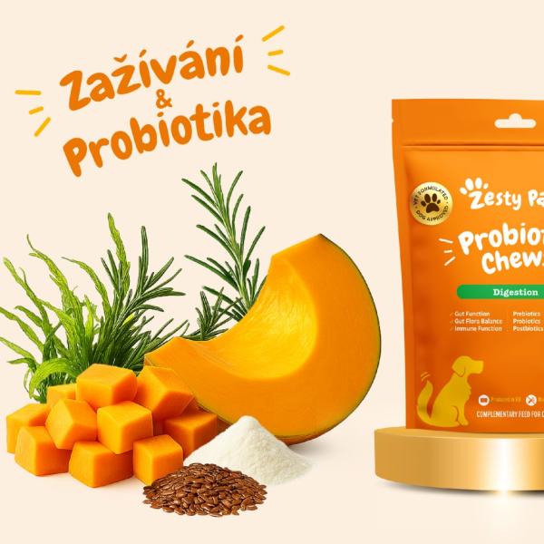 Zesty Paws Probiotic Chews (60 ks) – funkční doplněk stravy pro psy na podporu trávení