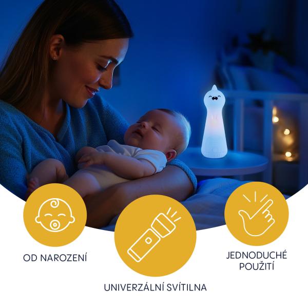 Silikonové noční světlo LED s baterkou, Dino