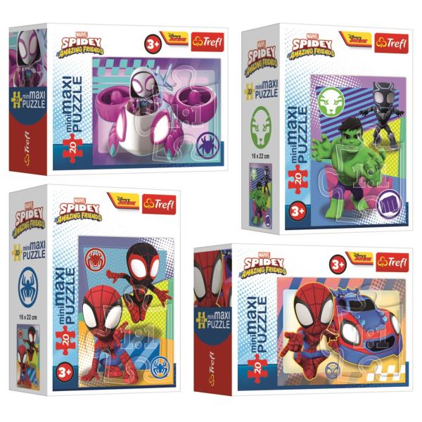 Trefl Puzzle 20 miniMAXI Spidey a jeho úžasní přátelé, 4 druhy
