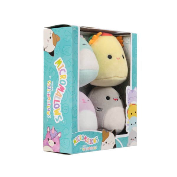 SQUISHMALLOWS Micromallows 4Pack - Axolotl, Kočka, Taco, Žralok (obrázek 4)