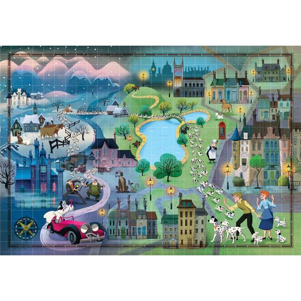 Puzzle 1000 dílků – Disney mapa 101 dalmatinů