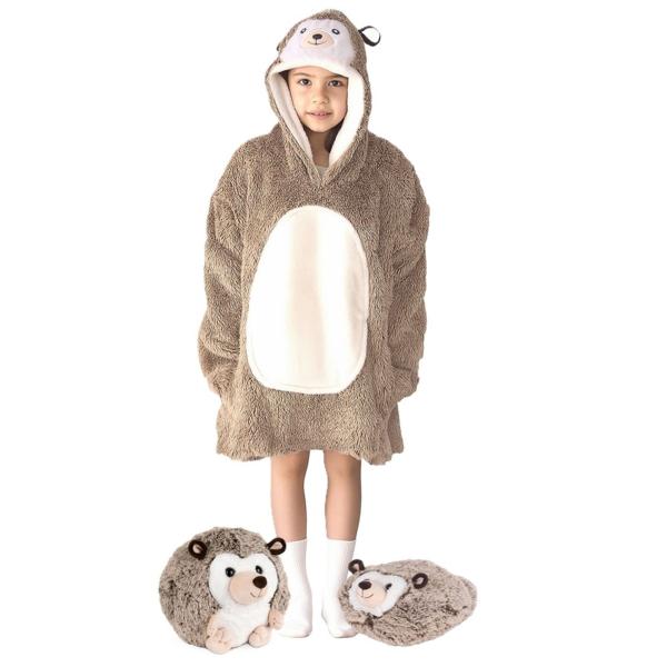 Cozy Noxxiez CH329 Ježek – hřejivá televizní mikinová deka s kapucí pro děti 7 – 12 let