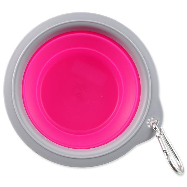 Miska Dog Fantasy cestovní skládací růžová 18×6,5cm