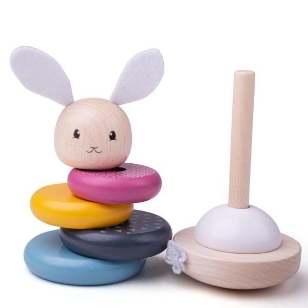 Bigjigs Baby Dřevěná motorická nasazovací věž zajíček (obrázek 5)