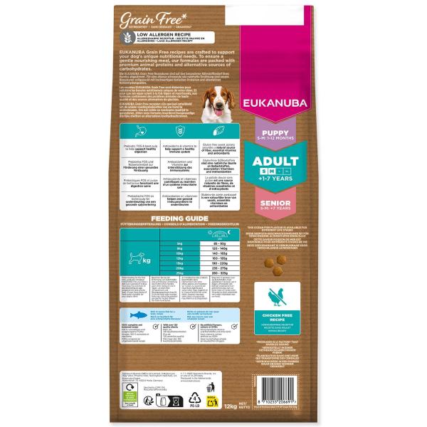 Krmivo EUKANUBA Grain Free Adult Small & Medium bohaté na mořské ryby 12 kg (obrázek 3)