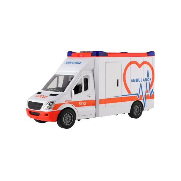 Auto ambulance plast 28cm s lehátkem na setrvačník se světlem a zvukem