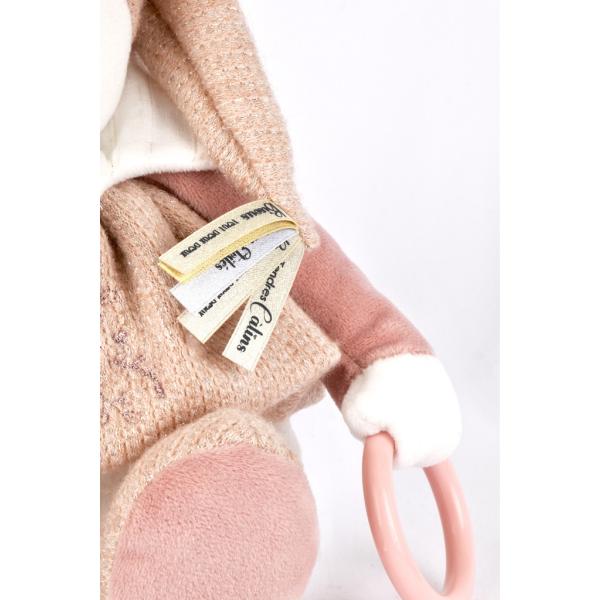 Doudou Dárková sada Plyšový lední medvídek s kroužkem 30 cm růžový