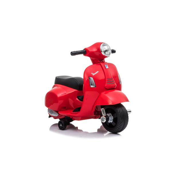 Elektrická motorka Vespa GTS, červená, s pomocnými koly, Licencované, 6V Baterie, 30W (obrázek 5)