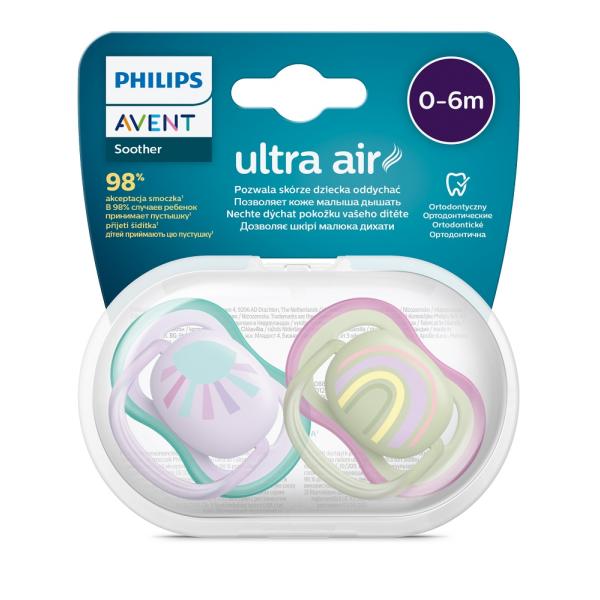 Philips AVENT Dudlík Ultra air obrázek 0-6m dívka (duha) 2ks