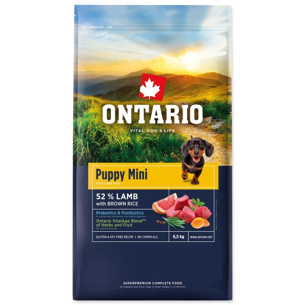 Krmivo Ontario Puppy Mini Lamb & Brown Rice 6,5kg (obrázek 3)