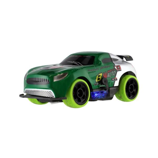 Auto RC závodní 2,4 GHz plast 12cm na baterie se světlem zelené
