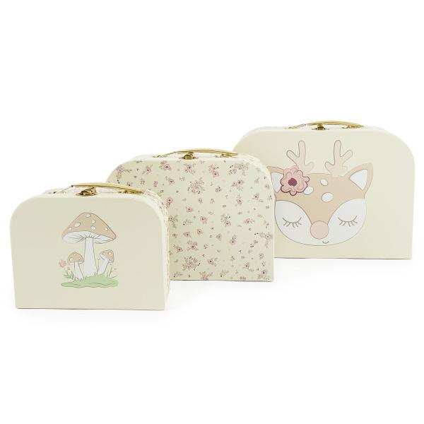 Bieco - Komplet Treh Kartonskih KovčKov - Srna Ella - Vintage RožE-image