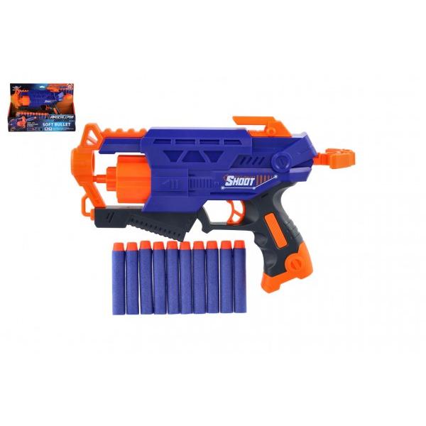 Pistola a proiettili in schiuma 28cm plastica + 10 pezzi proiettili
