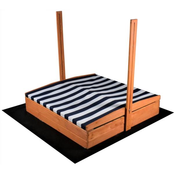 Dětské dřevěné pískoviště se stříškou Baby Mix 120×120 cm modré-bílé