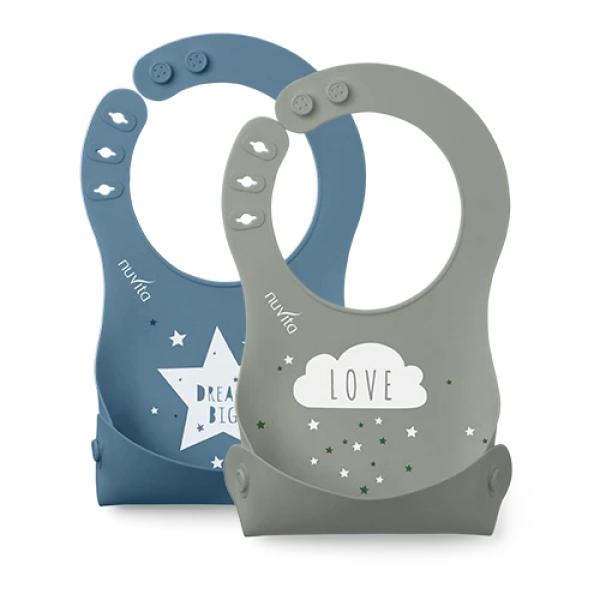 Silikonový bryndák, modrá/zelená