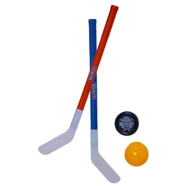 Hokejka pozemná 2ks plast 72cm + florbalová loptička + plastový puk