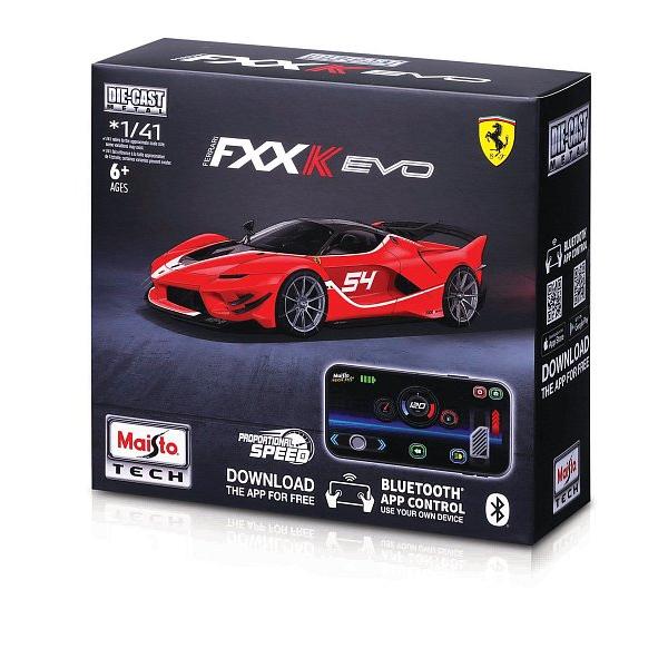 Maisto RC - 1:41 DIE-CAST METAL so svetlami, Ferrari FXX-K EVO, červené, XTR, Bluetooth 5.