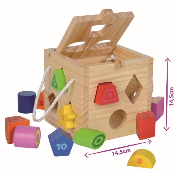 Dřevěná kostka s tvary na vkládání