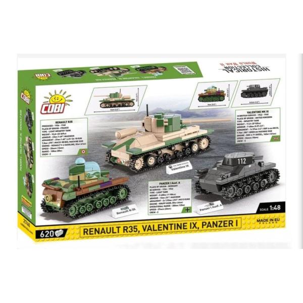 Cobi 3 tanky: Panzer I, Valentine IX, Renault R, 1:35, Muzeum tanků, Les Blindes in Sau