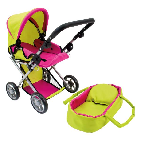 Bino Kočárek pro panenky s boxem, zelený