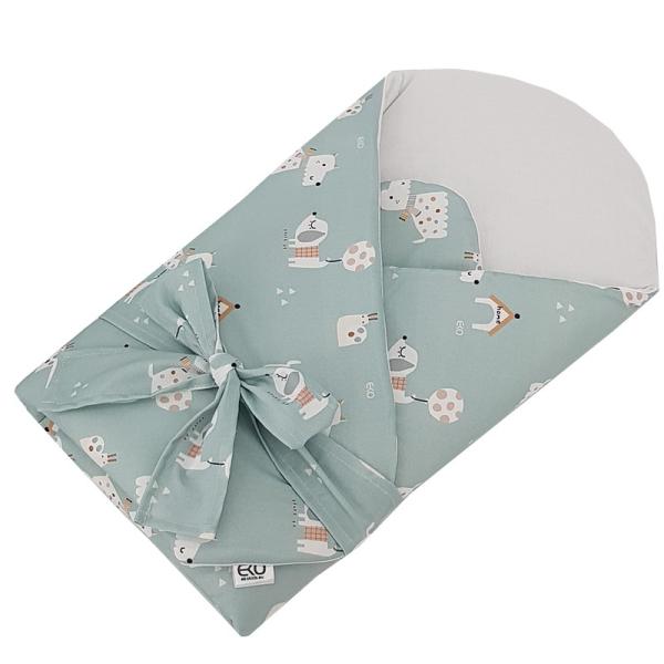 EKO Zavinovačka bavlněná s kokosovou vyjímatelnou vložkou a mašlí Dogs Mint 75×75 cm