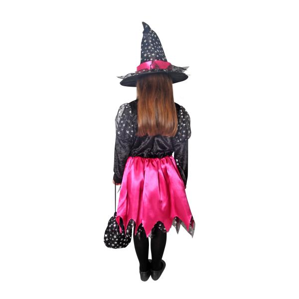 Dětský kostým čarodějnice černo-růžová s hvězdičkami (M) (obrázek 4)