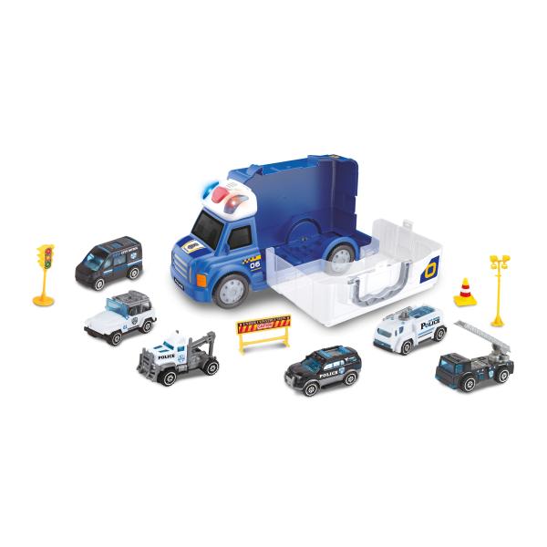Auto della polizia con effetti e 6 piccole auto