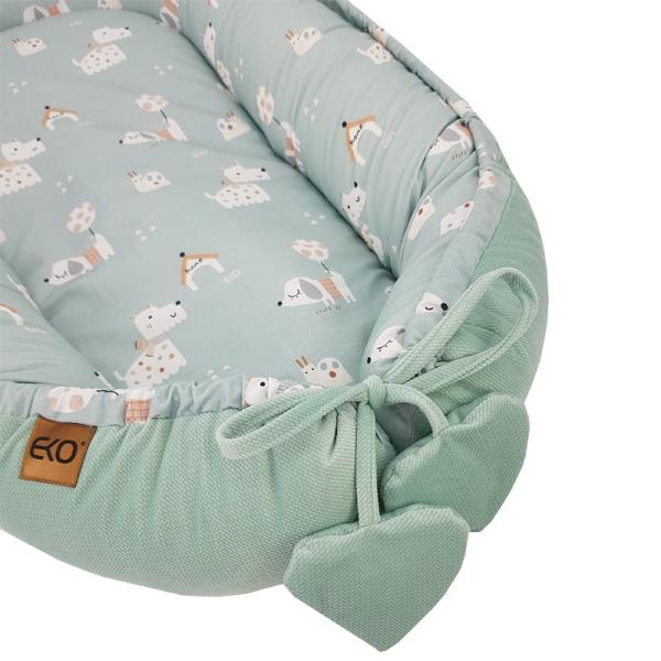 EKO Hnízdo pro miminko VELVET Dogs Mint 90×60 cm