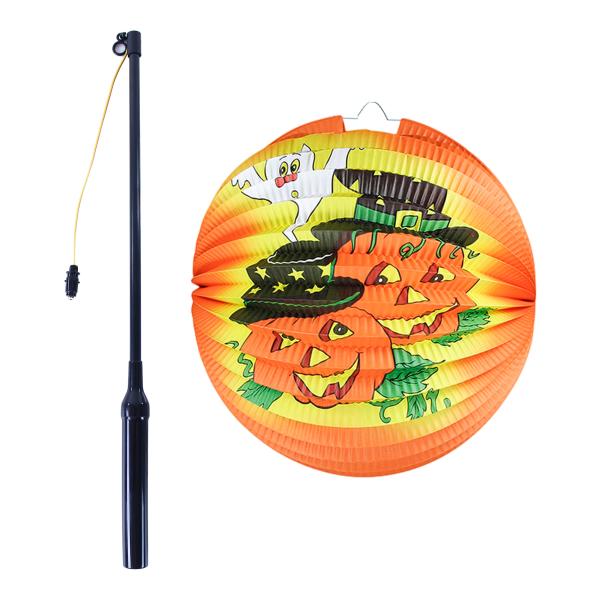 Lampion Halloween veselá dýně 25 cm se svítící hůlkou 39 cm