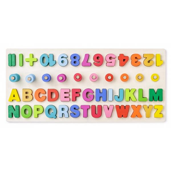 Woody Didaktická doštička s počítaním, písmenami a číslicami