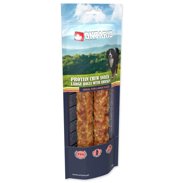 Pochutnávka Ontario Protein kuře, žvýkací rolka velká 2ks 25,4cm, Large