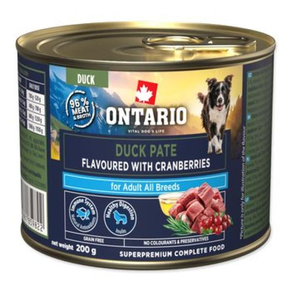 Konzerva Ontario Adult kachní paštika s příchutí brusinek 200g