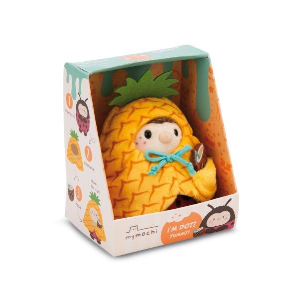NICI plyš MyMochi Beruška Dozz 8 cm v kostýmu ananas s kokosem, set dárkové bal. (obrázek 7)
