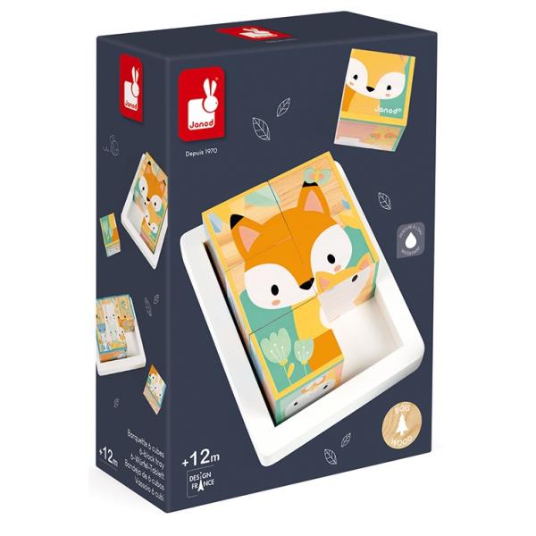 Janod obrázkové kostky Zvířátka Pure 6 ks