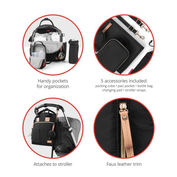 Skip Hop Taška přebalovací/batoh 6v1 Suite Set Black (obrázek 4)