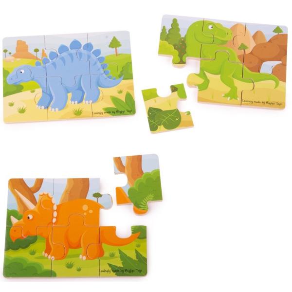 Bigjigs Toys Puzzle 3v1 dinosauři