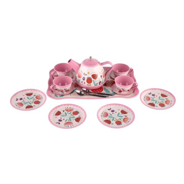 Čajová sada nádobí plech s doplňky v kufříku